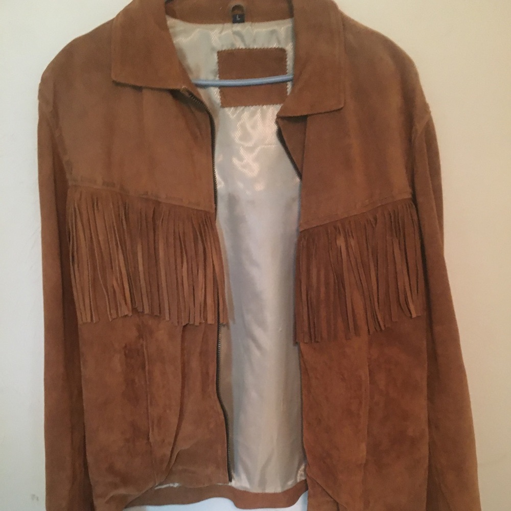 Suede Leather Fringed Zipper jacket